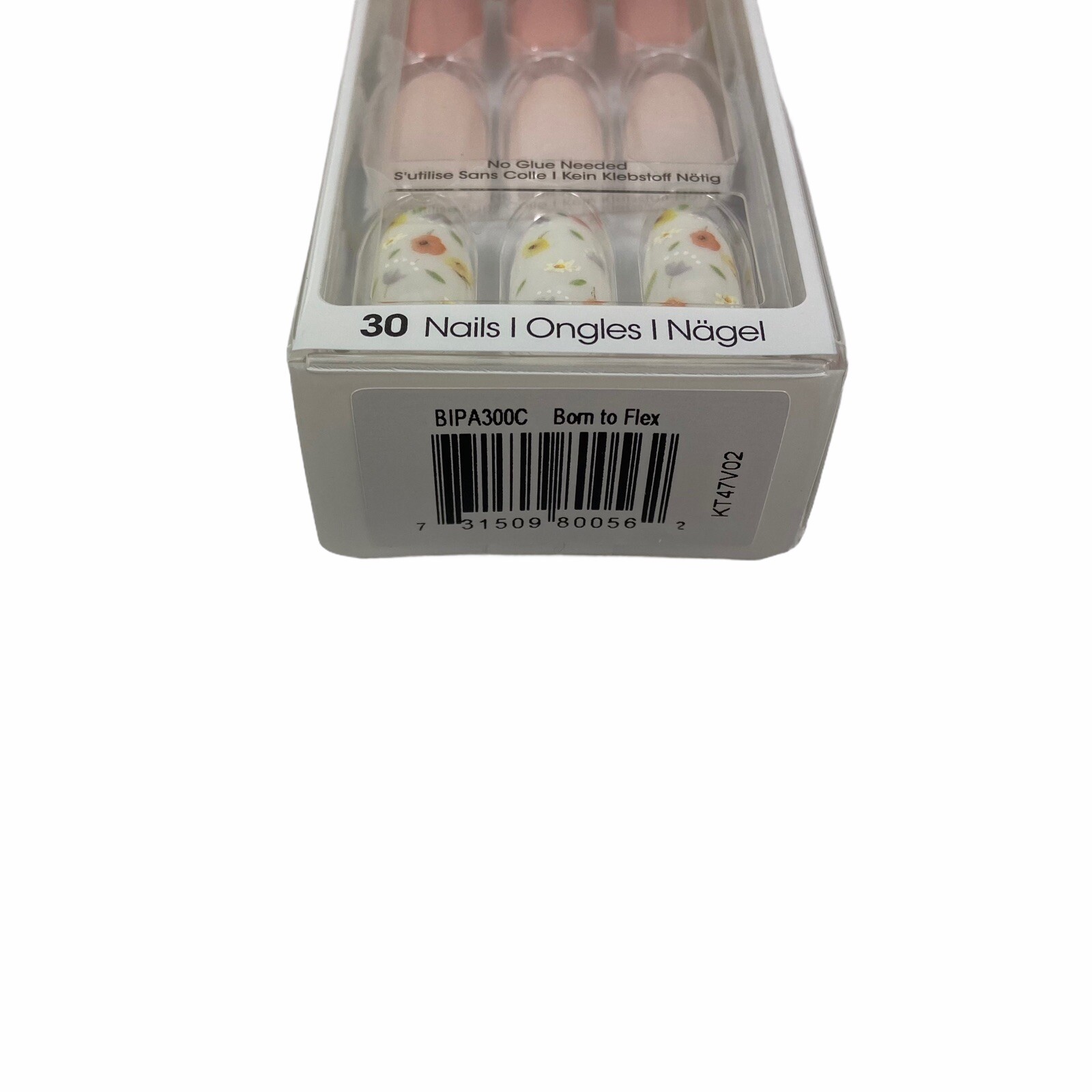 NEW Kiss Nails Impress Press On Manicure Medium Gel Almond Pink White Floral