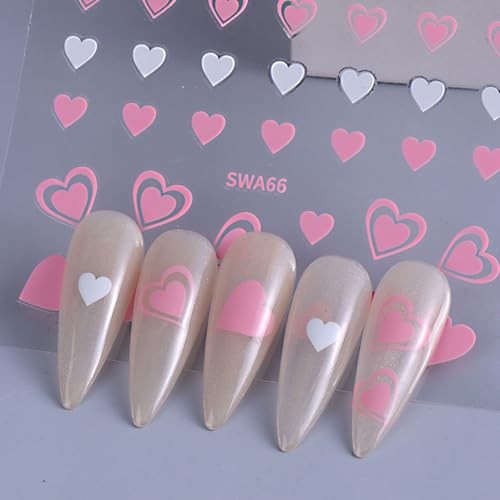 8 Sheets Valentines Nail Art Stickers Heart Nail Decals for Nail Heart Style-1
