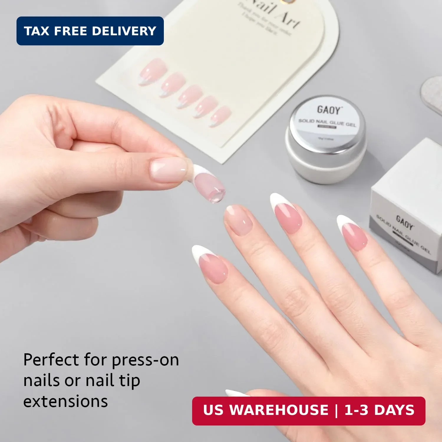 GAOY Solid Nail Glue Gel for Nail Tips, 15g Strong Solid Glue for Press Ons, Fal