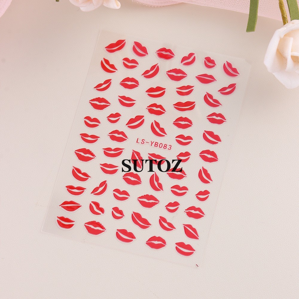 3Sheets Romantic Valentine Love Sex Mouse Lip Nail Art Face Arm Body Sticker NH6