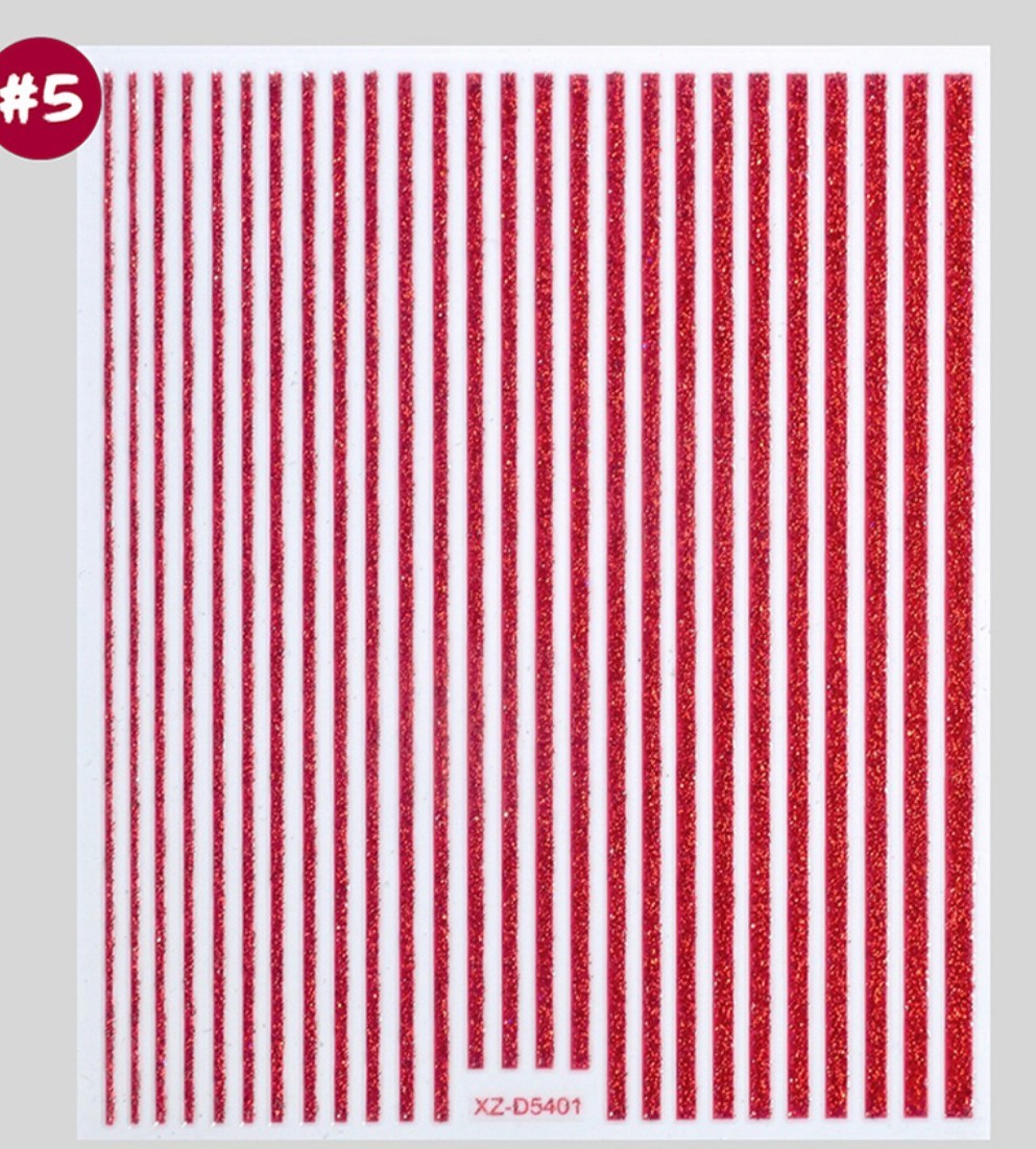 Nail Art Stickers NEW ! RED BORDER LINE STICKERS XZ-D5401