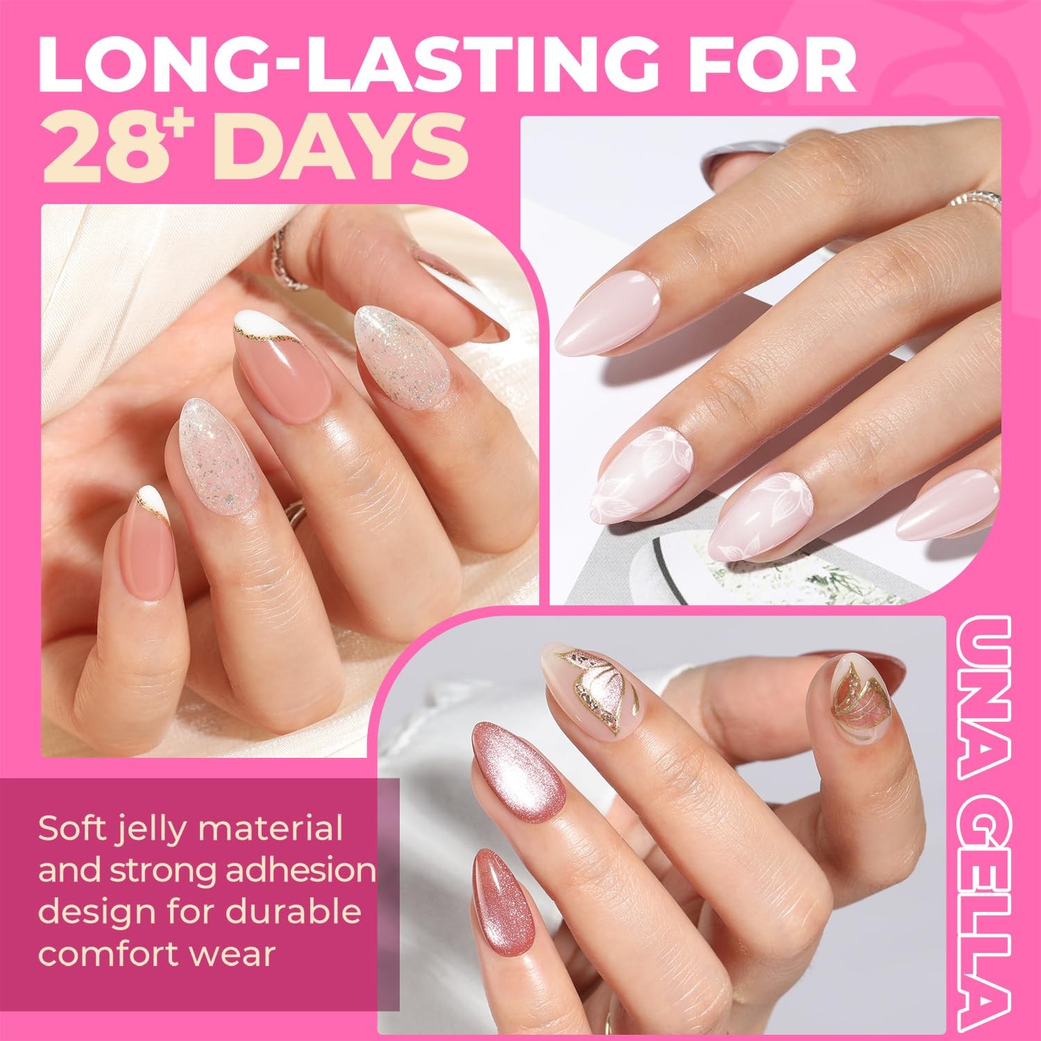 UNA GELLA Short Almond Nail Tips: 504PCS 504 Count (Pack of 1), Clear