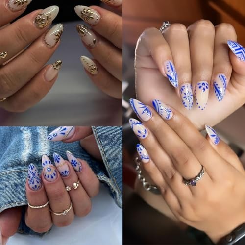 6 Sheets Flower Nail Stickers Decals Gold Nail Art Stickers 3D Flower-6