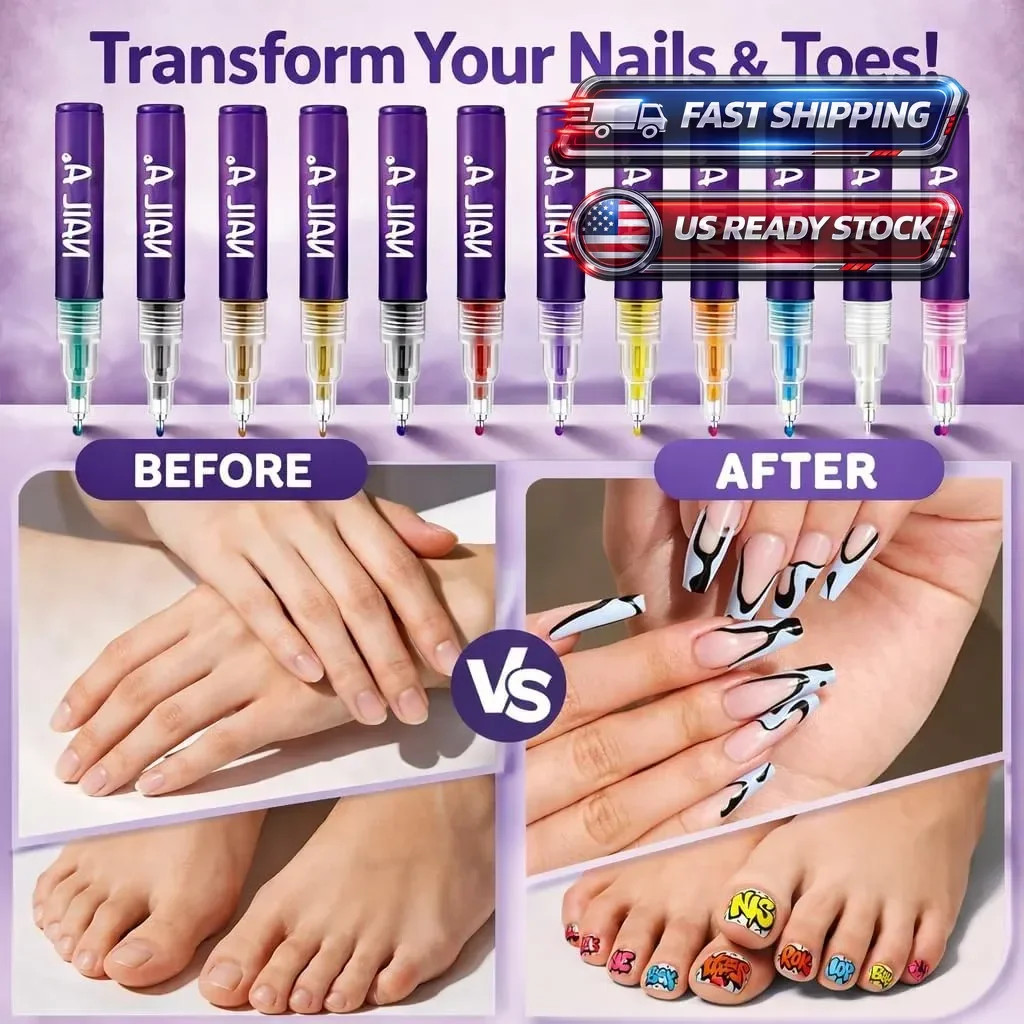 12 Colours Nail Art Markers, Nail Art Pens, Nail Polish Pens Set with Fine Ti…