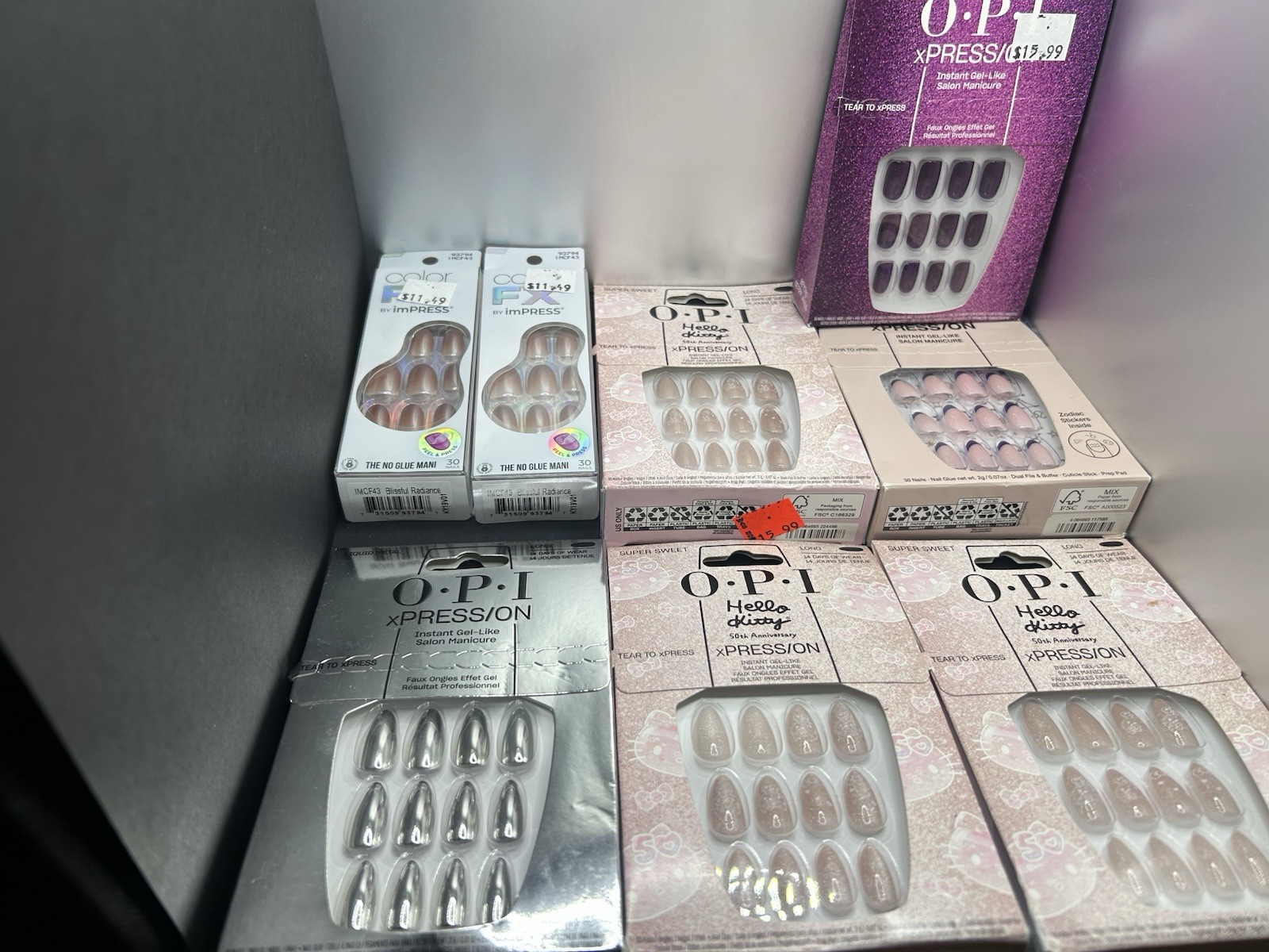 OPI Press-On Nails Hello Kitty Glitter Purple Long Oval Full Cover Pre-Designed