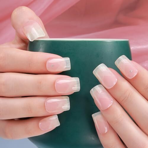 20pcs Nude Semi Cured Gel Nail Strips,Gel Nail Stickers for UV Nail Style-7