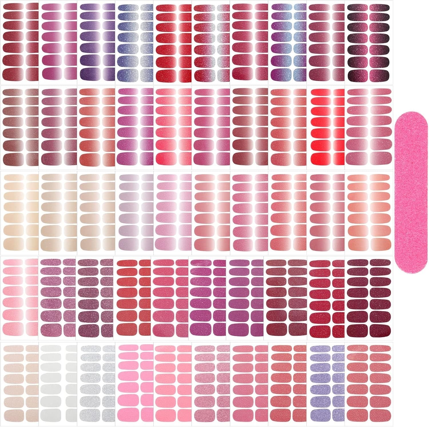 Color Nail Strips 700 Pieces Shimmery Nail Wraps Stickers Variety Pack for Women