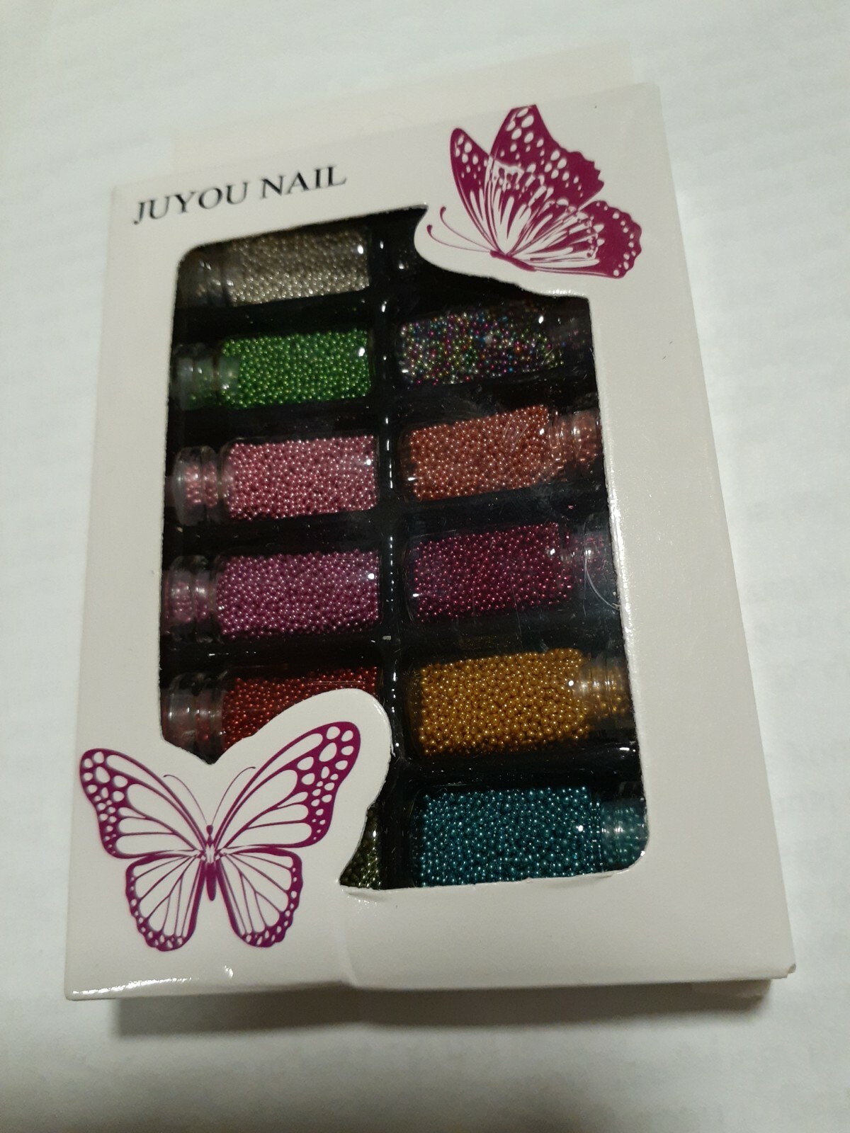Micro beads caviar nail art Decoration set 12 small bottles mixed colors