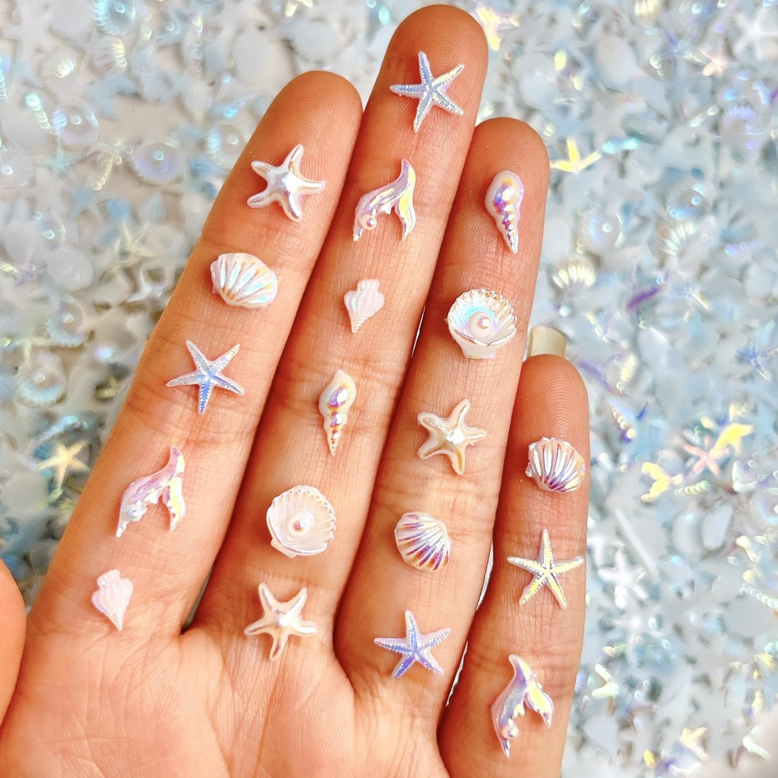 200Pcs Summer Beach Nail Charms Summer Ocean Nail Rhinestones Sea Shell Starf…