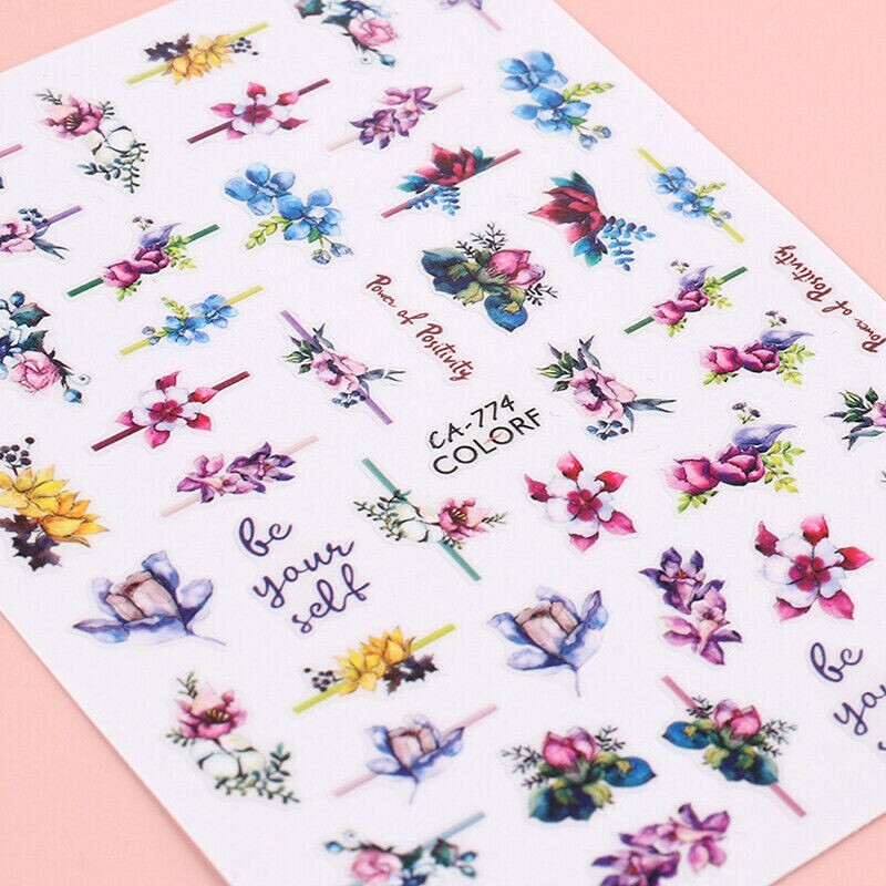 3D Nail Sticker Spring Floral Flower Tulip Adhesive Transfer Decals Slider NH7