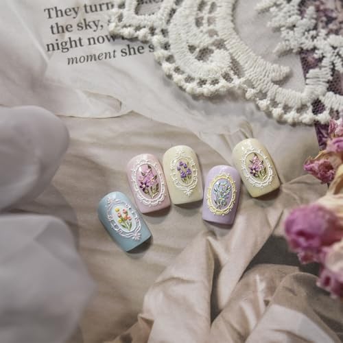 1 Sheets 5D Retro Flower Nail Art Stickers Spring Summer Cute Flower Stickers-8