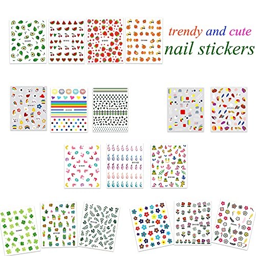 18 Sheets Nail Stickers for Women and Little Girls Nail Art Decoration 18 Pack