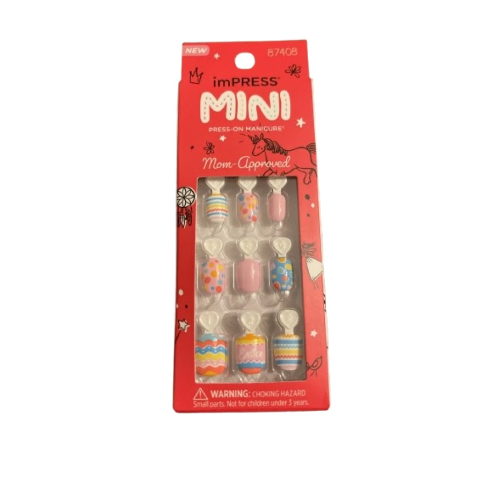 KISS imPRESS Mini Press-On Nails Manicure for Kids, Spring Song, 20 Fake Nails
