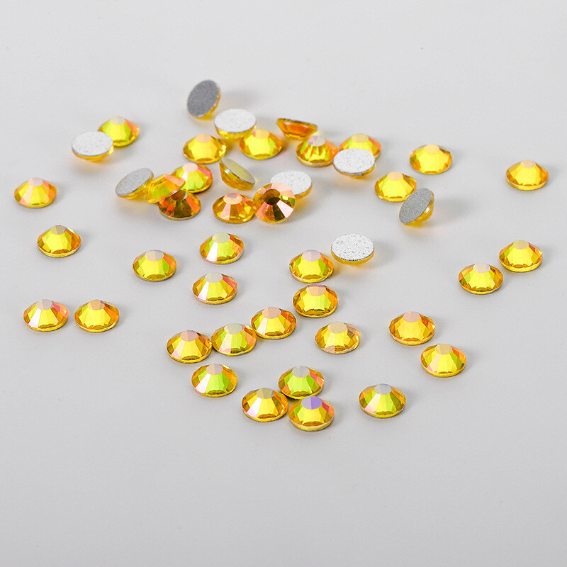 NEW Color Golden Light Crystal Glass Flatback Rhinestones Nail Art Clothes Decor