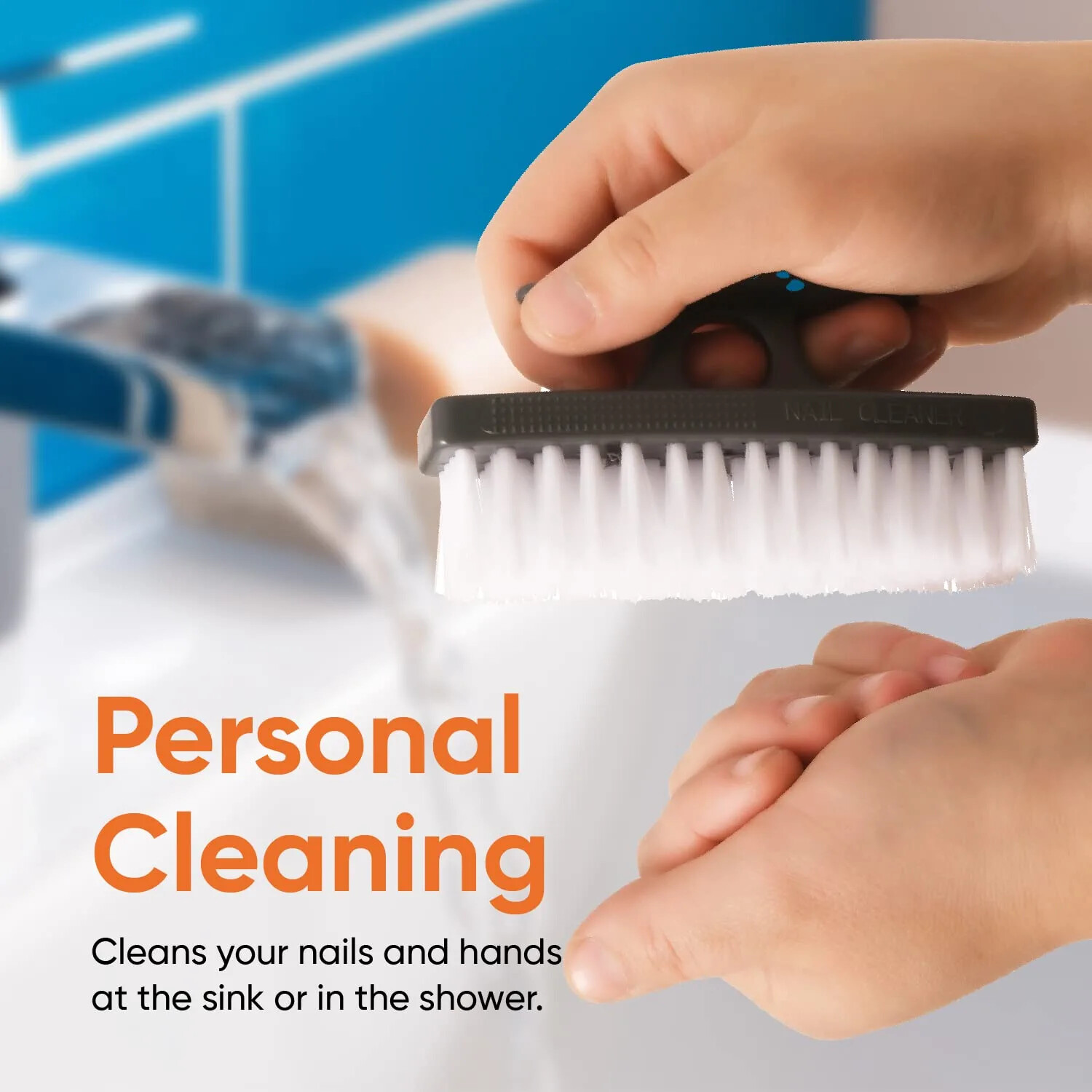 Superio Nail Brush Set 3 Pack Cleaner with Handle Durable Brush Scrubber – Grey