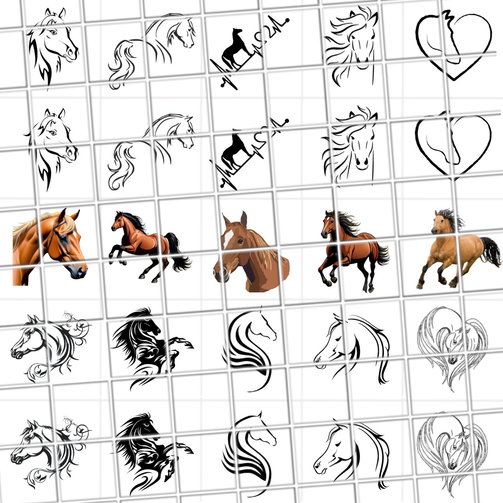 Horses Waterslide Decals For Nails, Crafts, Set Of 50 JH Instructions &