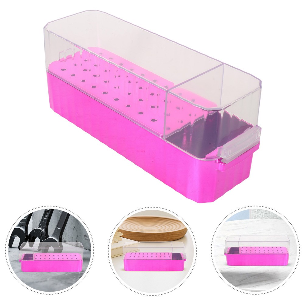 Rosy Clear Drill Bit Holder Case with Dust Cover for Precise Tool Bit Storage