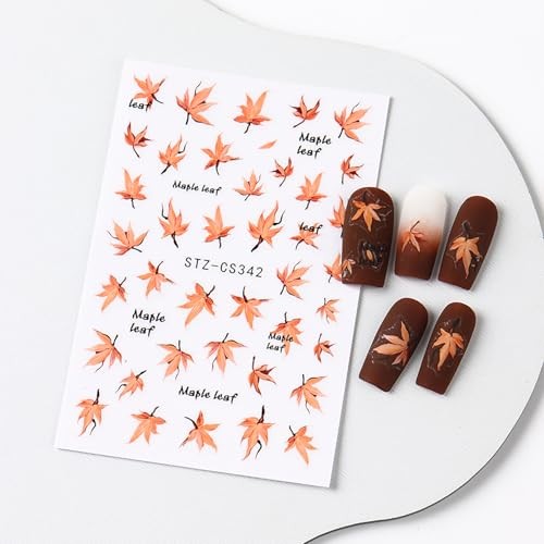 6 Sheets Fall Nail Art Stickers Decals, Thanksgiving Nail Art Style 6