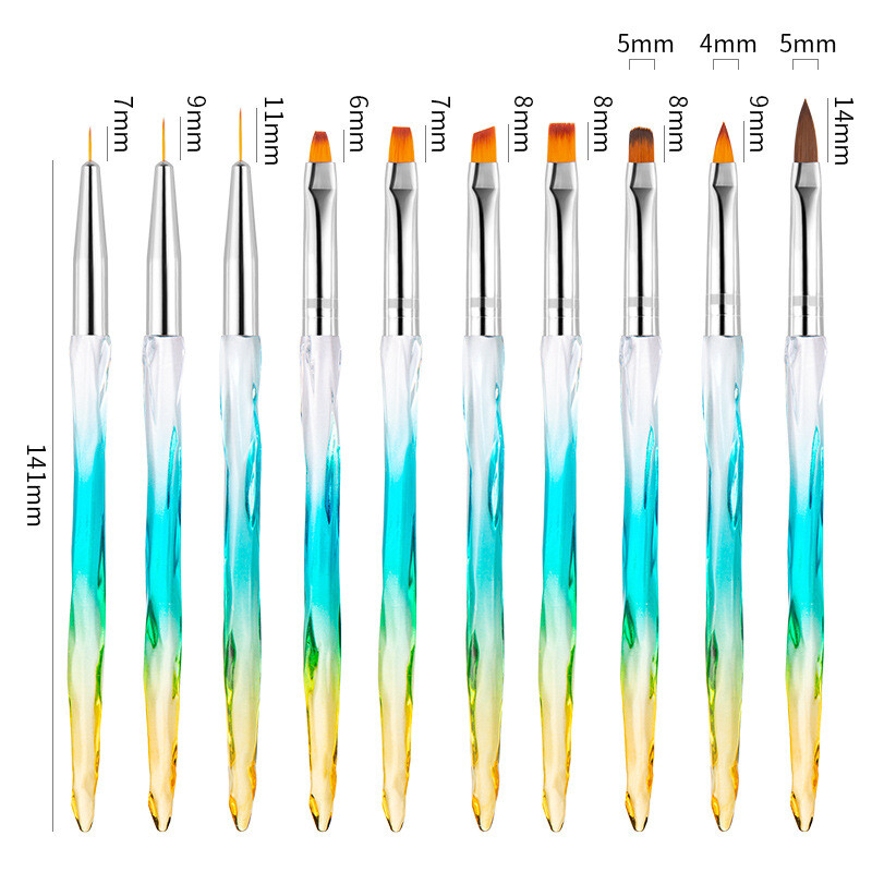 10pcs Acrylic UV Gel Nail Art Design Set Painting Drawing Brush Pen Tools