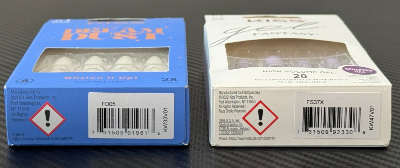 Lot Of 2 Kiss Gel Fantasy Dream Dust & High Volume Sculpted Press-On Nails