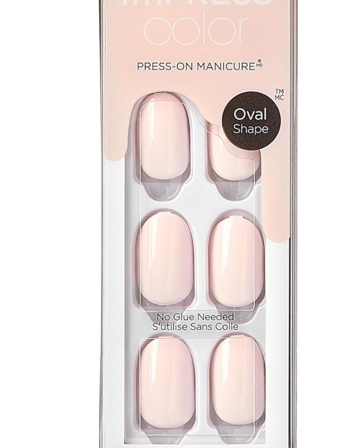 NEW KISS imPRESS Color Light Pink Oval Press-On Nails Tulips x1 VHTF