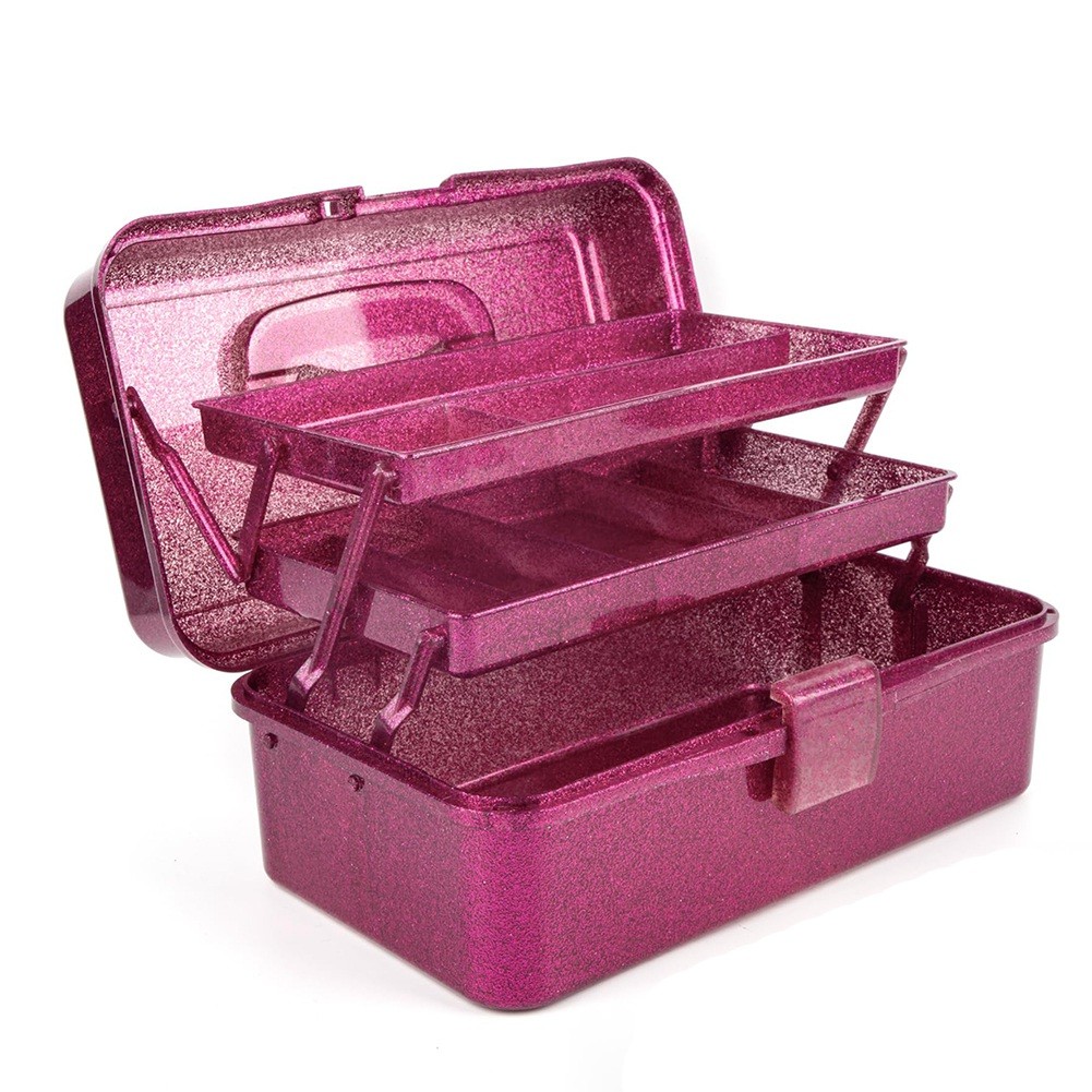 Glitter & Craft Tool Storage Box,3-Layer Stackable Carry Tackle Box Sewing5900