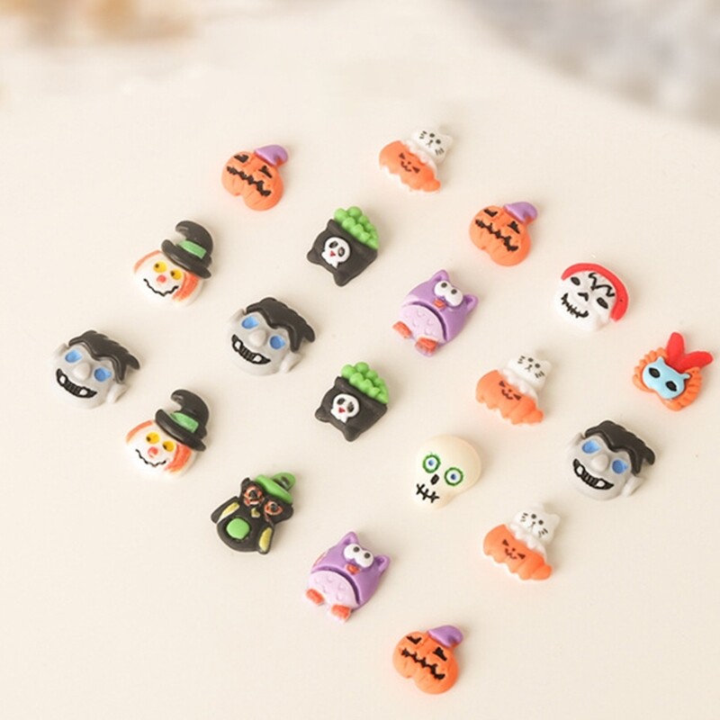 3D Halloween Nail Art Decorations 3D Witch Skull Nail Charms Nail Accessories