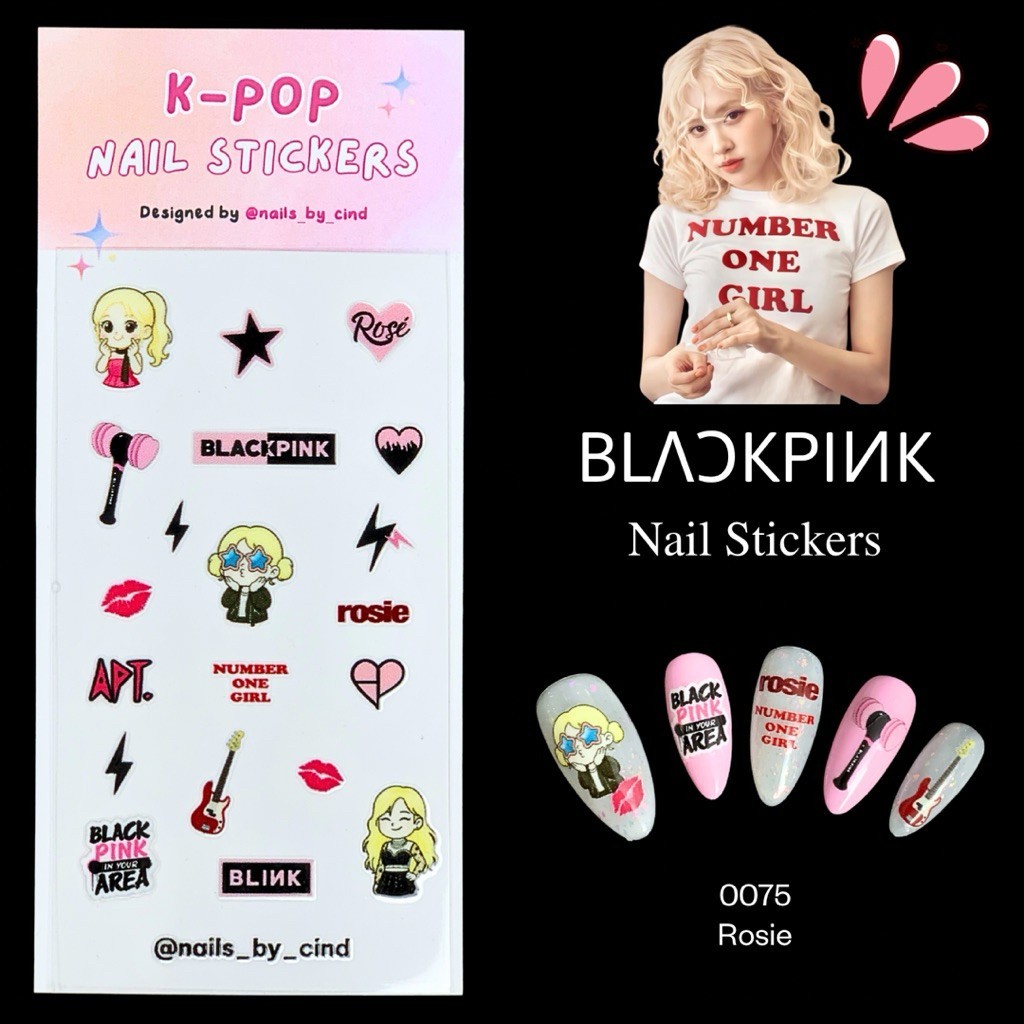 BLACKPINK BLINK KPOP NAIL STICKER CASE IPHONE FAN MADE KOREA JISOO ROSE GIFT Z10