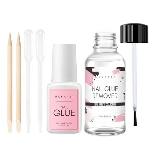Super Strong Nail Glue Kit with Remover – Quick Dry Adhesive for Press-Ons, 7ML