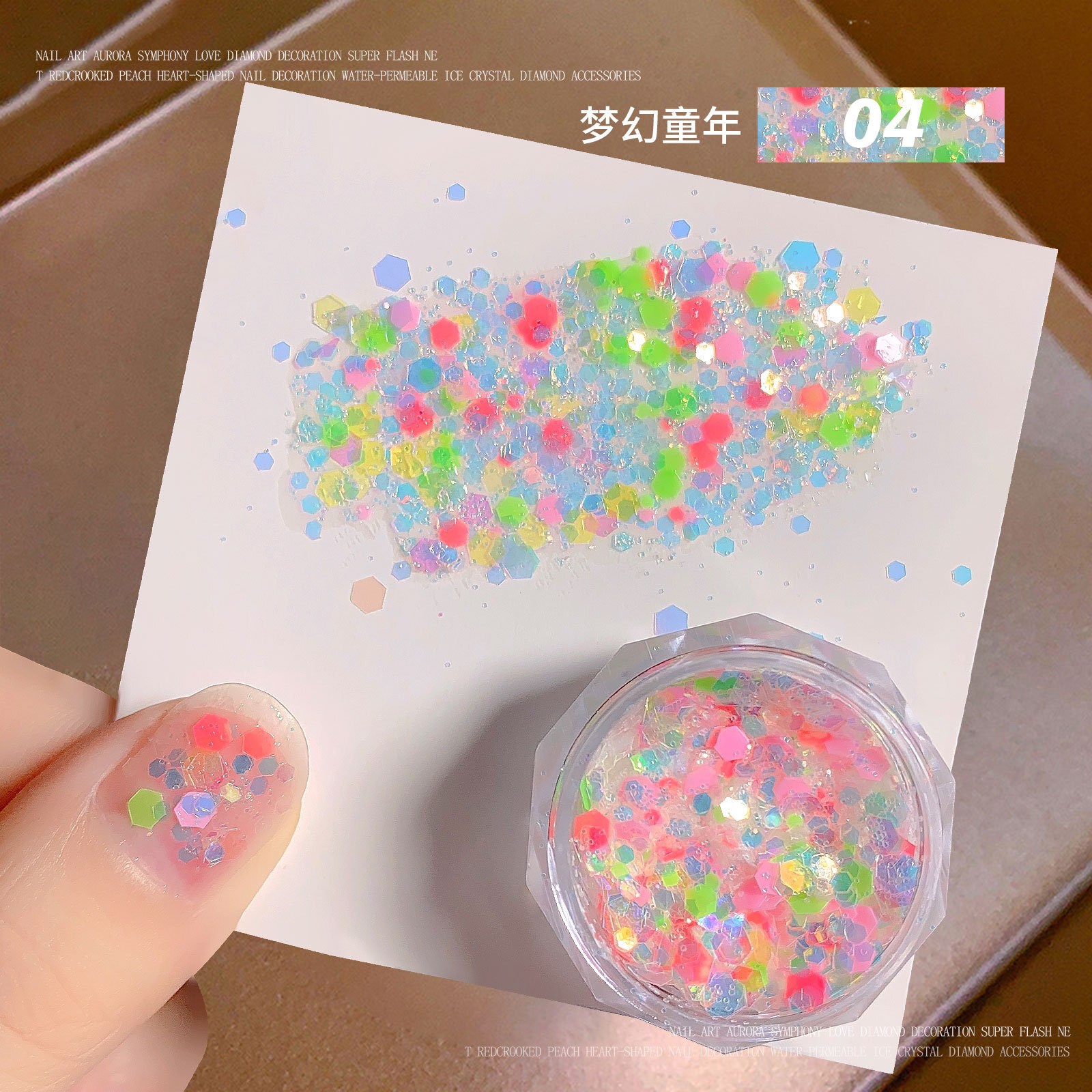 Mixed Colorful Holographic Nail Glitter Powder Sequins Nail Flakes Chrome 3D DIY