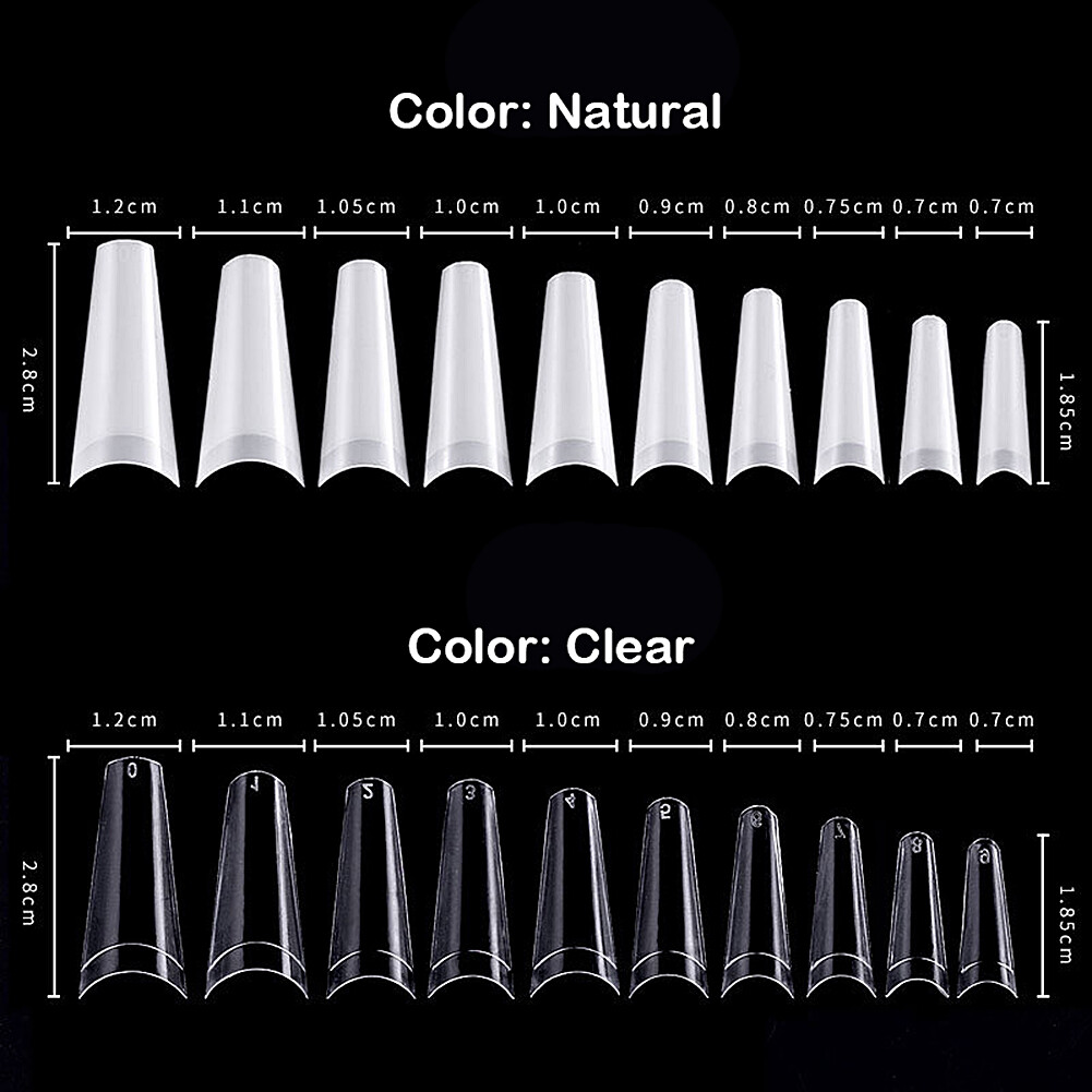 US 500-1000Pc Clear Natural Salon Half French False Acrylic Nail Art Cowboy Tips