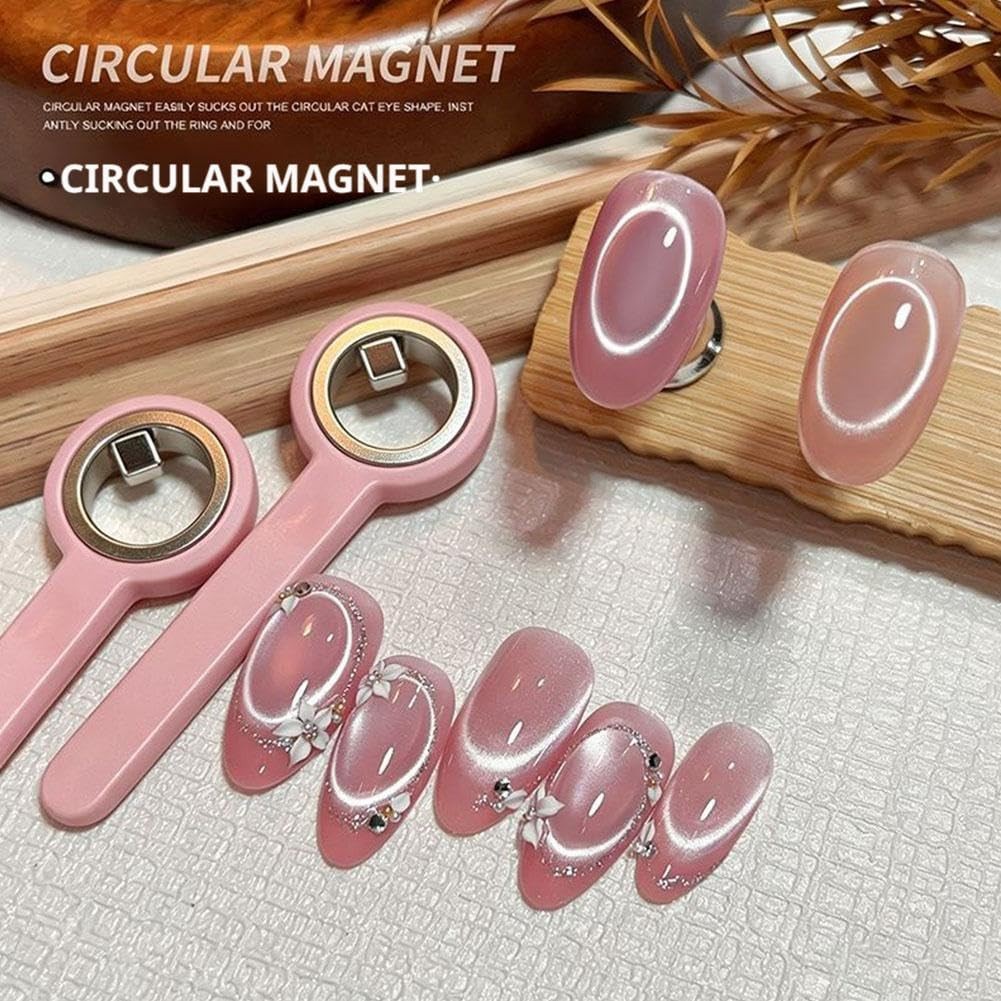 Circle Cat Eye Magnet for Nails,Rotating Ring Magnet with a Handle for Nails Art