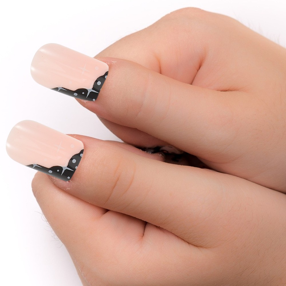 French Tip Press on Nails Set with Assorted Colors and Star Charm Accents