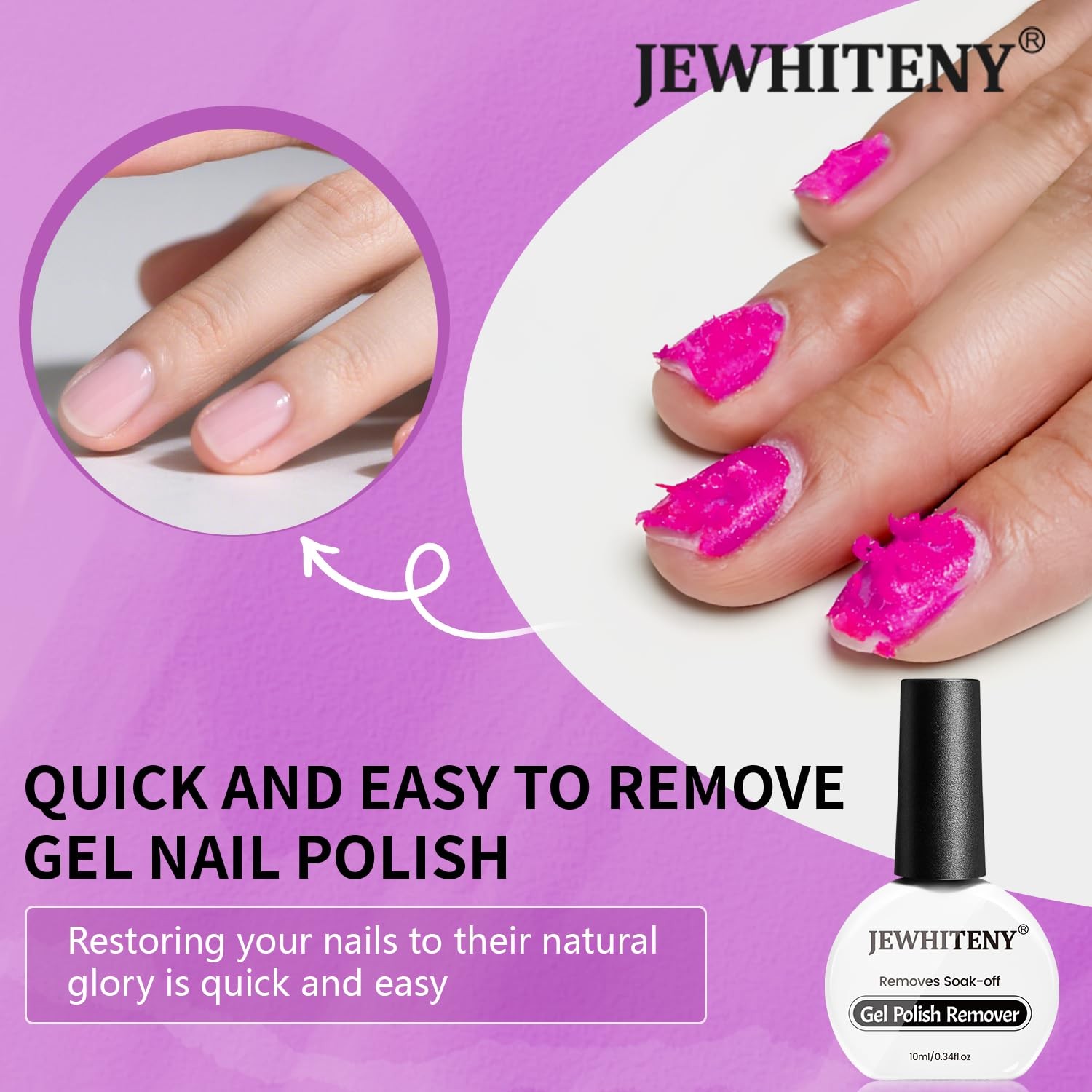 JEWHITENY Gel Polish Remover for Nails:1 Bottles of 10 ml Nail Clear-2