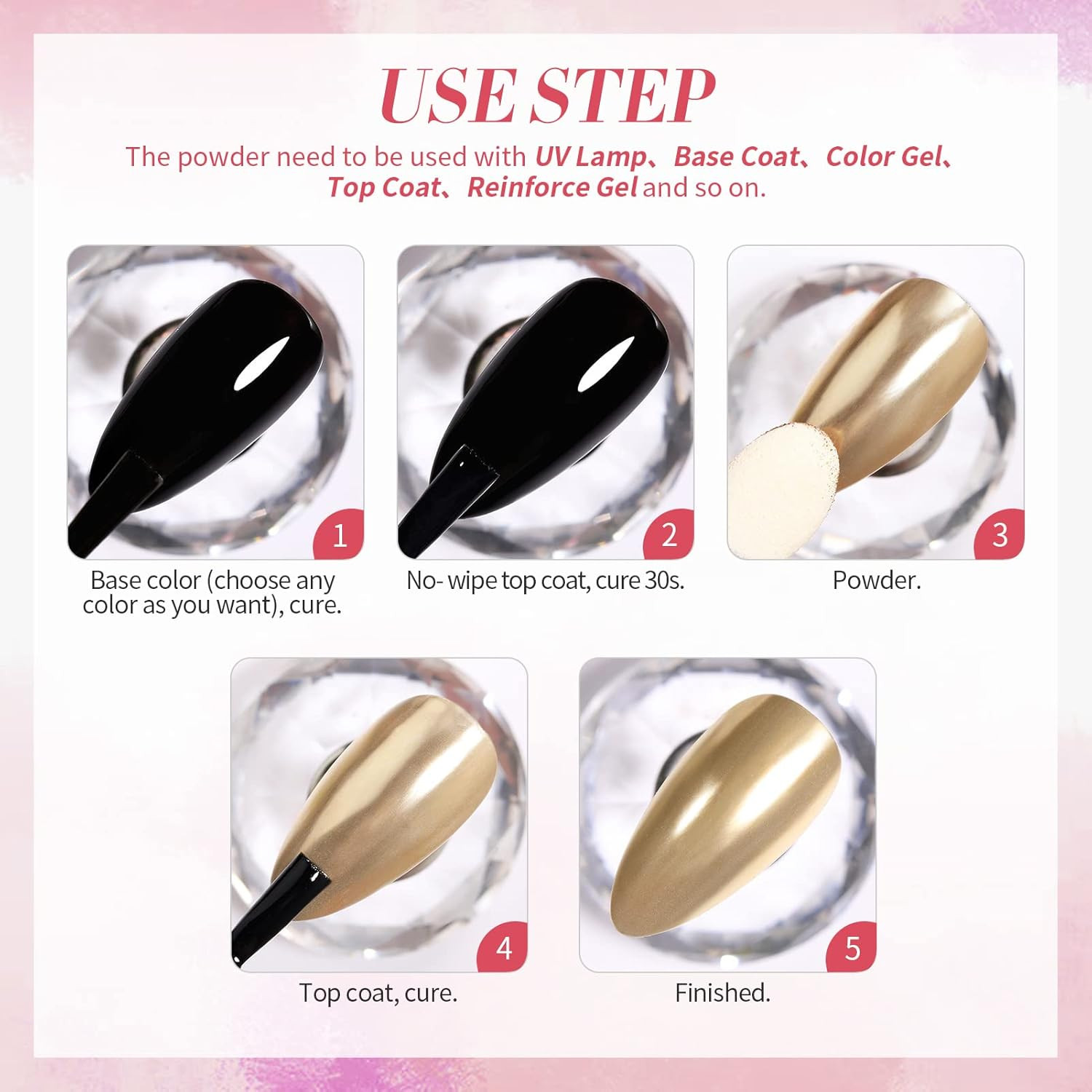 Chrome Nail Powder Metallic Mirror Powder Holographic Pigment | Powder Manicure