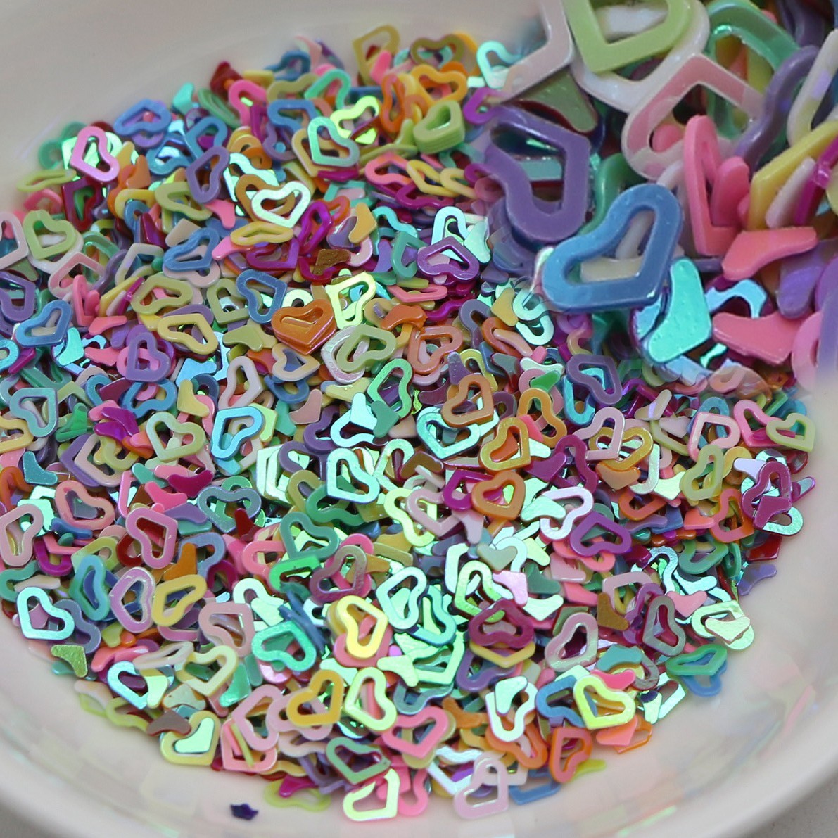 50Gram Mixed Color Hollow Heart Sequins Loose Tiny Tips 4X3mm Nail Art