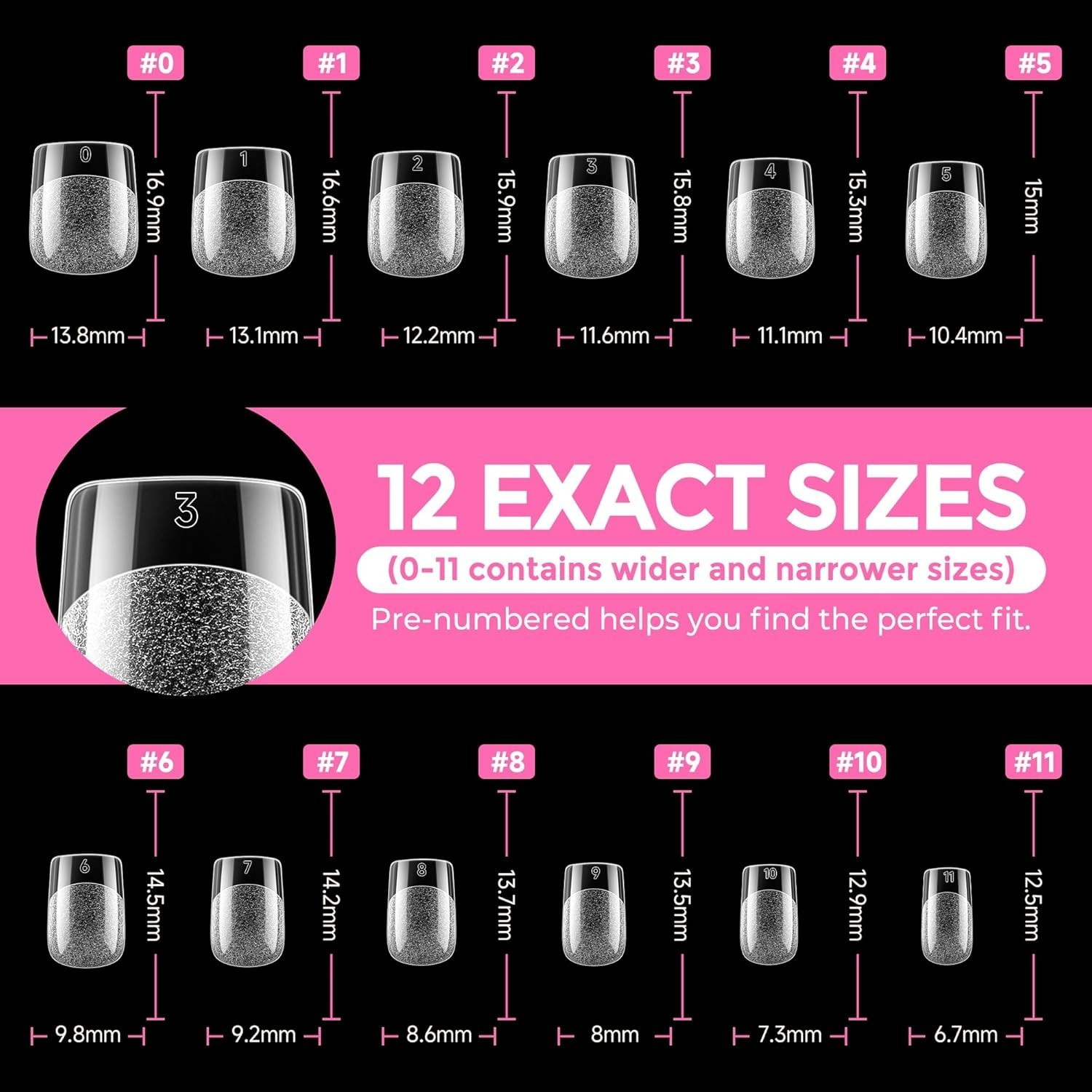 Extra Short Square Nail Tips XS 216pcs Pre-shape Extra Short Square Press on …