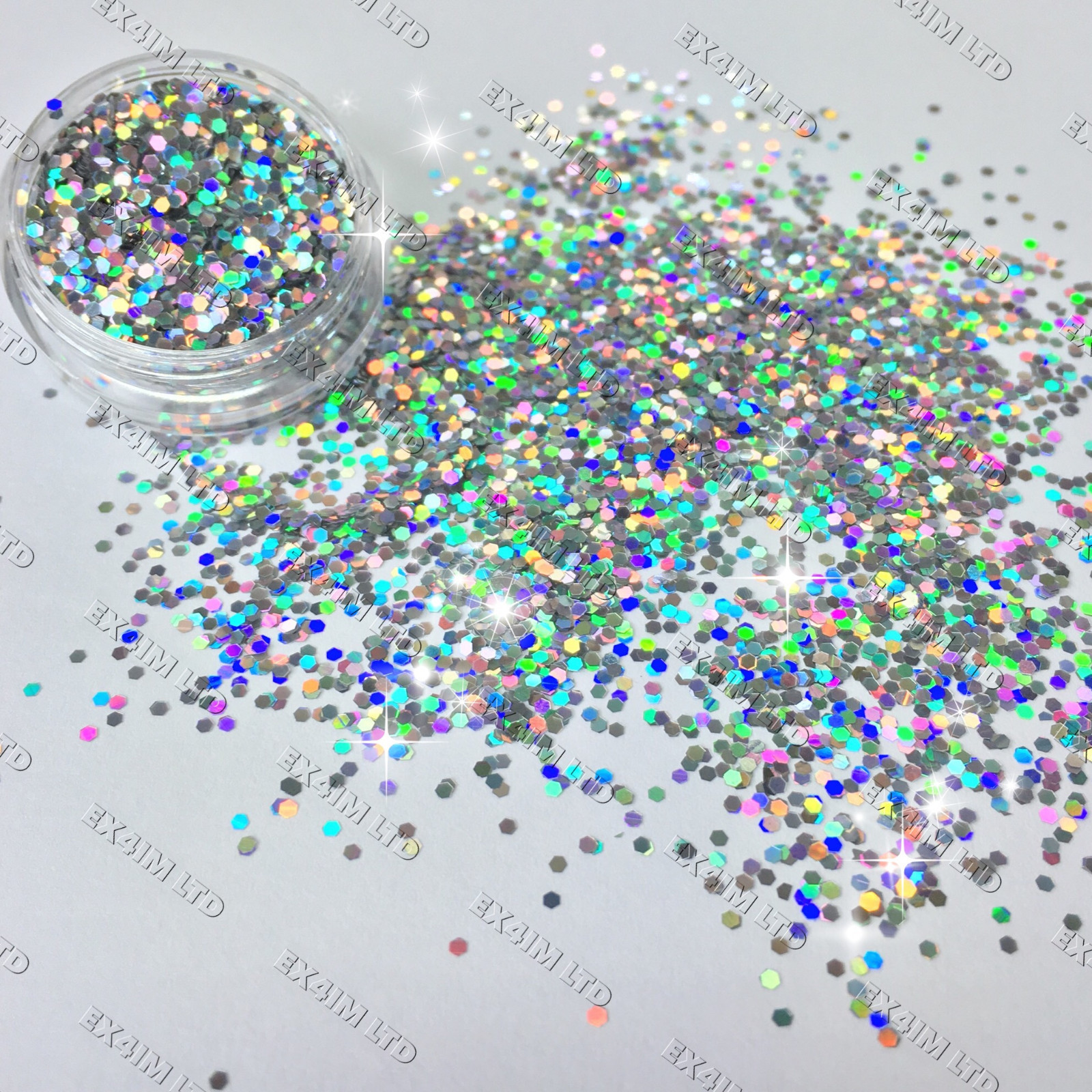 1mm HOLOGRAOHIC GLITTER FLAKES Sequins Paillette Sparkly Nail Art Hexagon 3D DIY