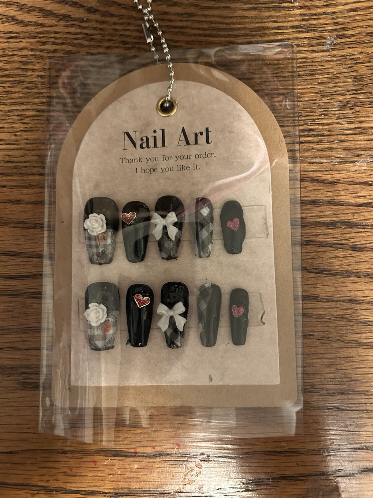 Z NAILZ! Handmade M Coffin Black/White Love/Valentine Day Press On Nails