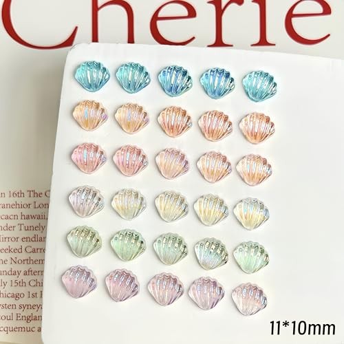 250Pcs Seashell Nails Charms 3D Resin Summer Ocean Nails Art Charms off-white
