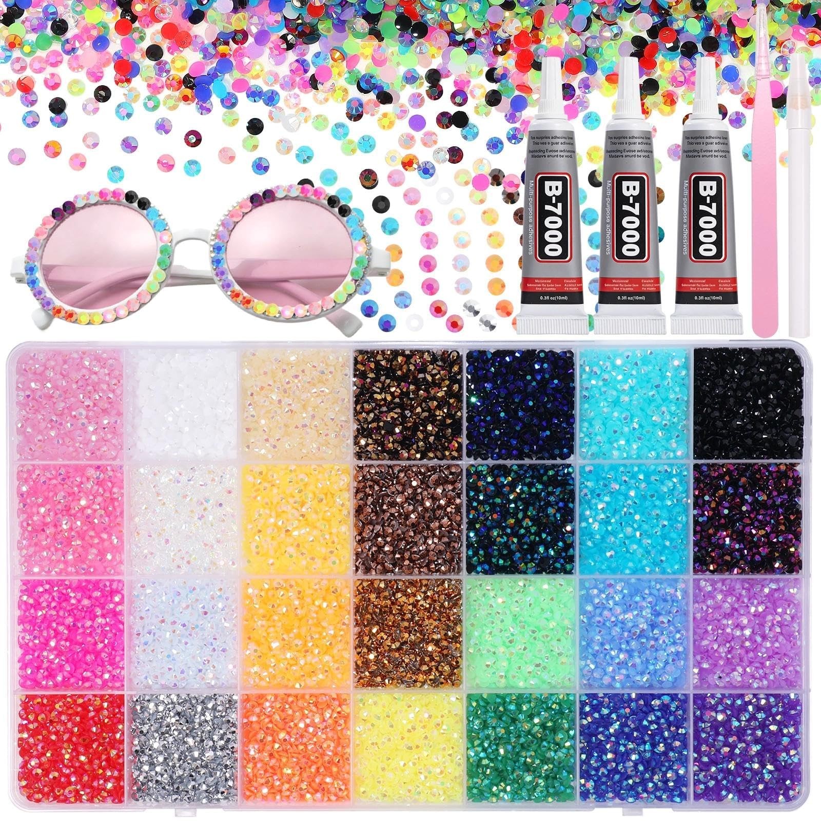 32000 Pcs Rhinestones for Bedazzling Kit with Tools 3mm Flatback Resin Gems