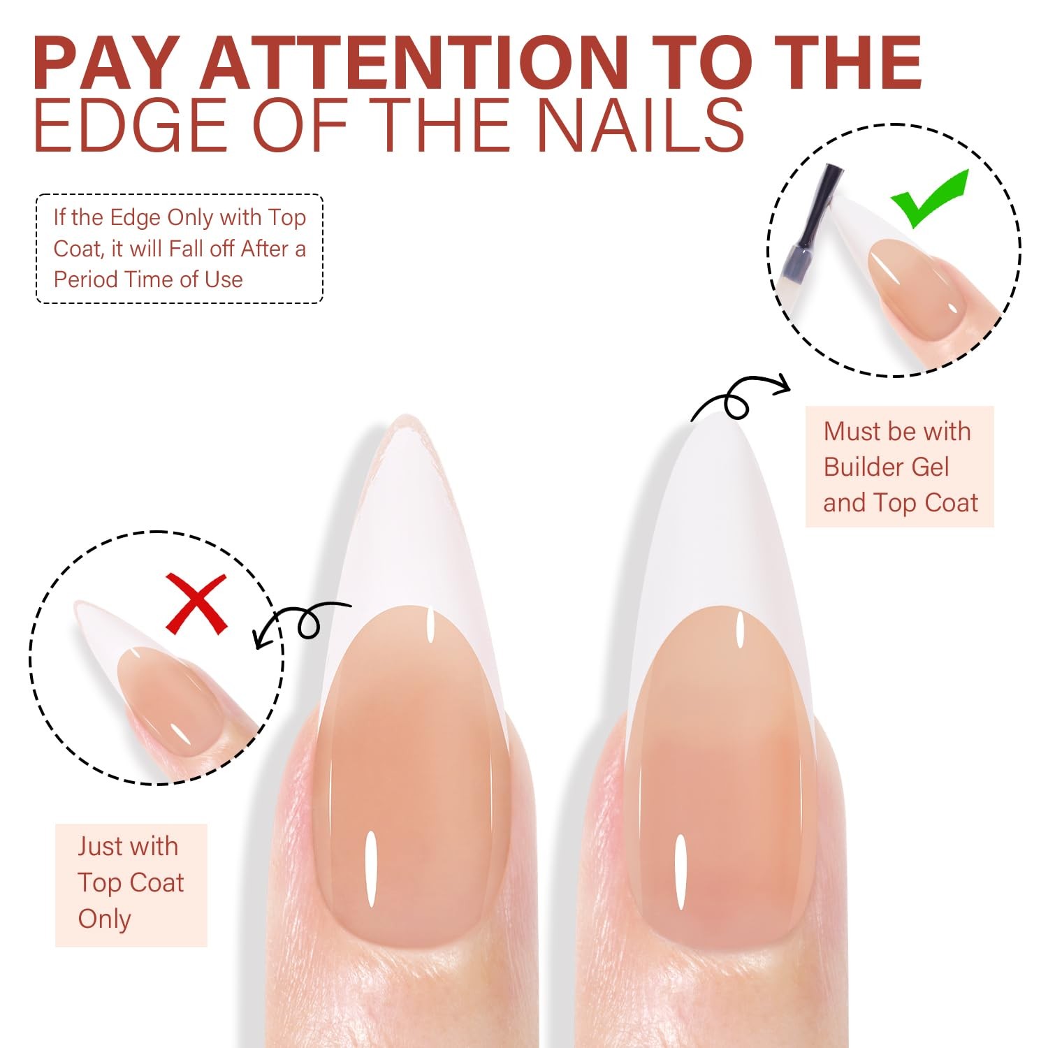 AILLSA French Tip Nails Press on Nails Long Almond 180 Pcs