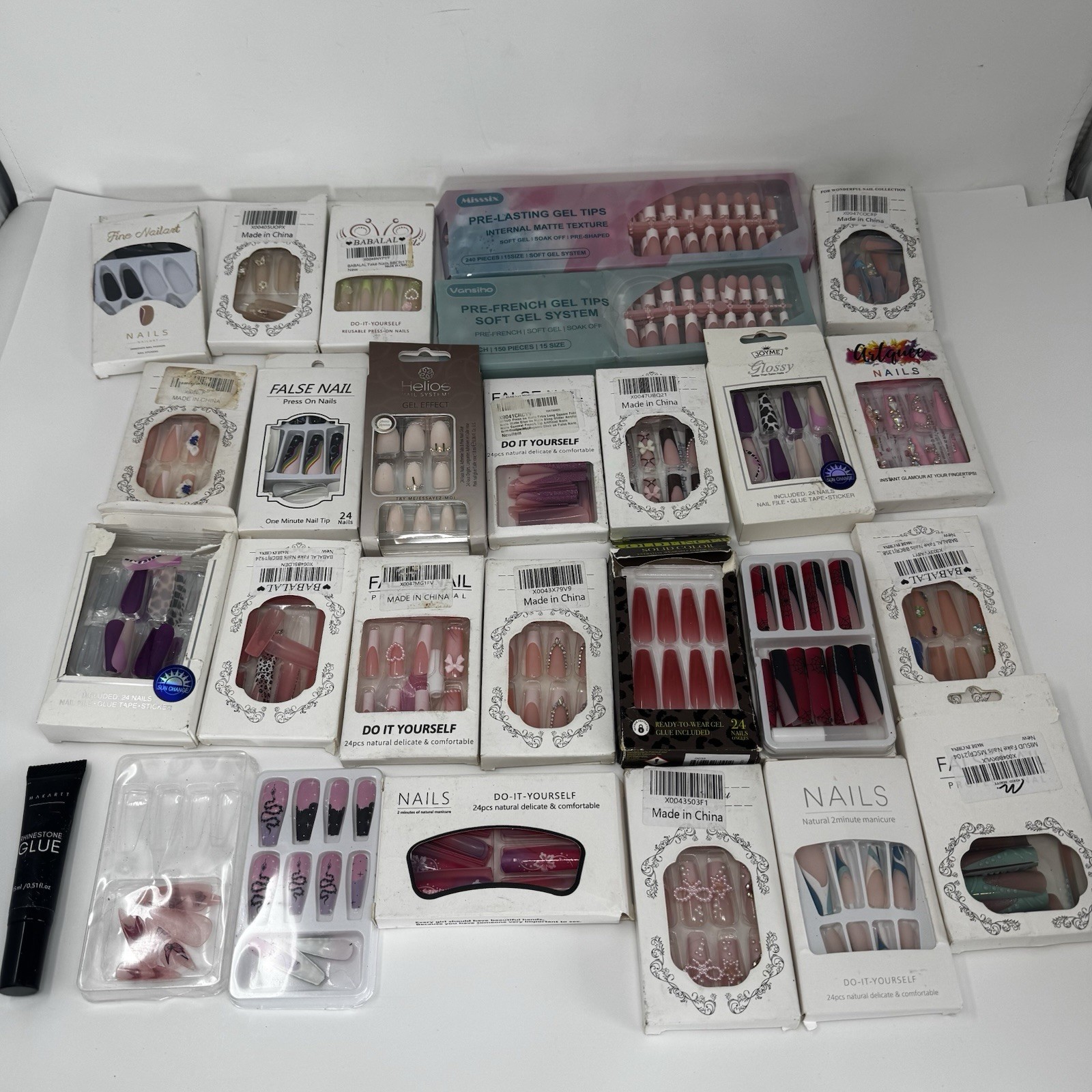 26 Pack Press On Nails Bundle w/ 2 XXL Sets + FREE Lashes & Silicone Bra Pads