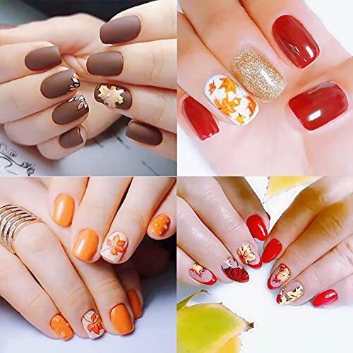 Maple Leaves & Pumpkin Nail Stickers, 12 Sheets Waterecals forIY D