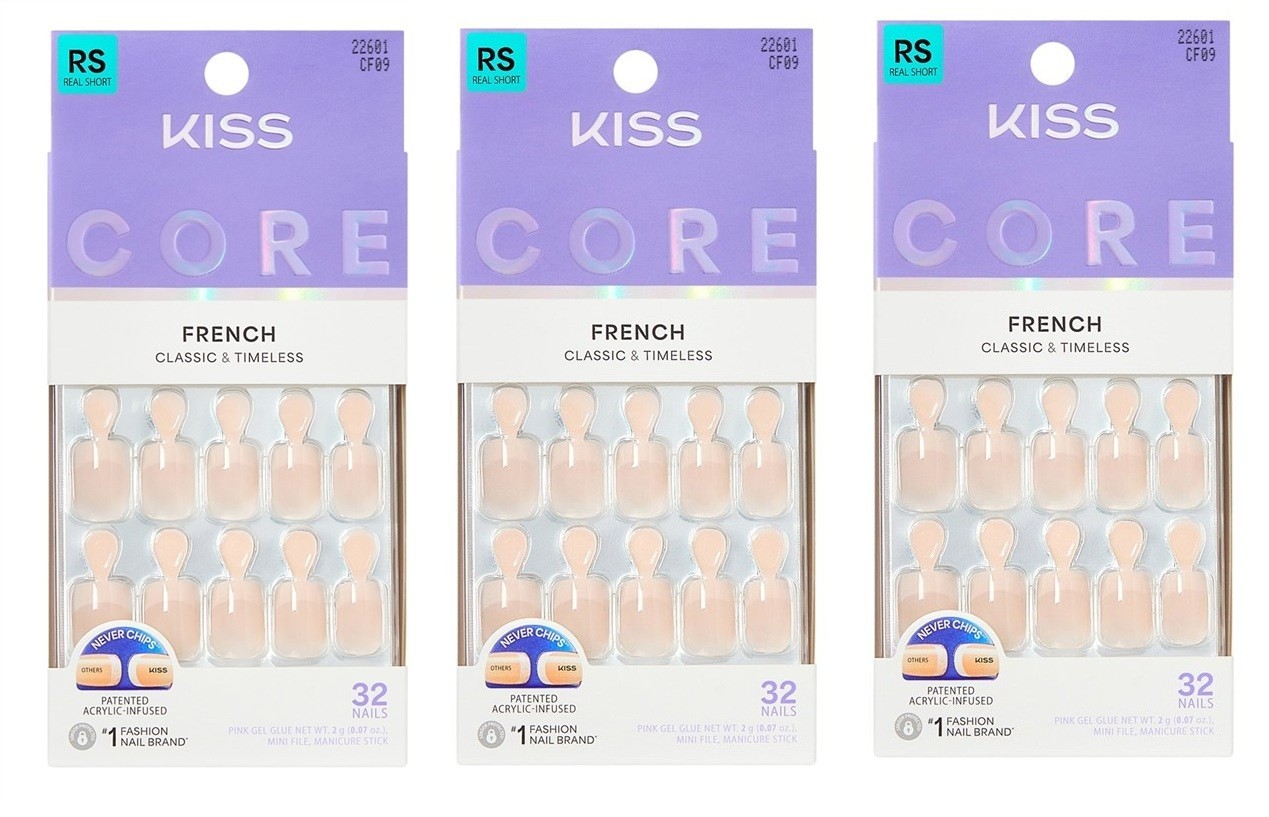 BL Kiss Core French Nails Press On 32 Ct Real Short Your Moment *Three Pack*