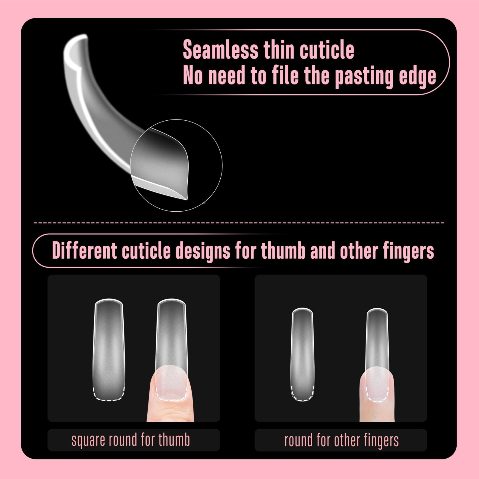 XXL Curved Press-On Nail Tips – Tapered Square Gel, Extra Thick Long Acrylic, 30