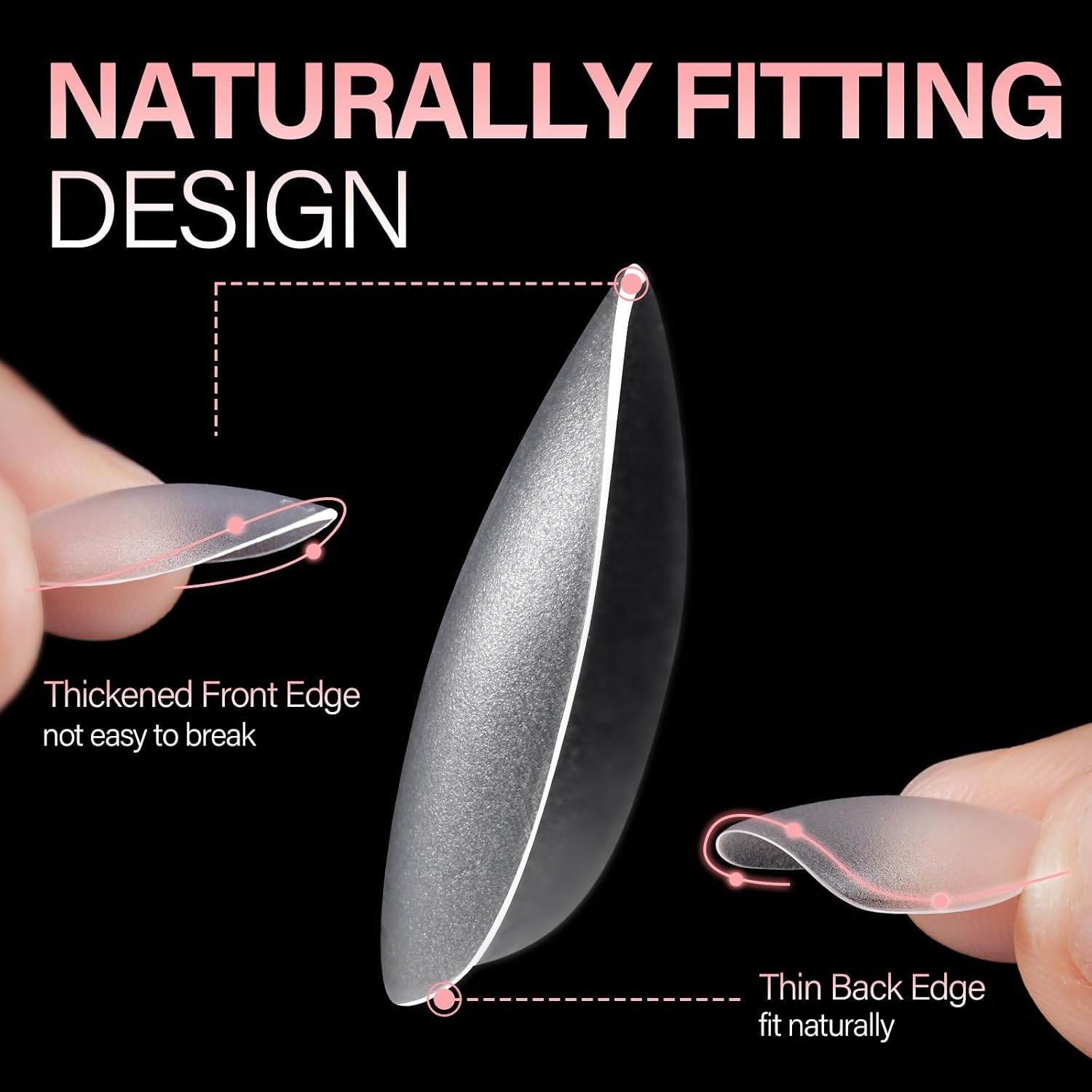 High-Quality Full Cover Almond Nail Tips – 240 PCS Press On with Storage Box