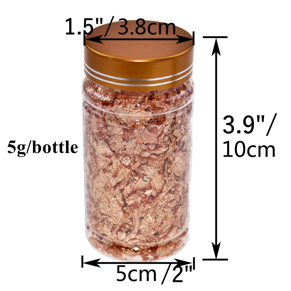 3x 5g Nail Art Foil Leaf Gold Silver Copper Flakes Chunky Glitter Manicure Decor