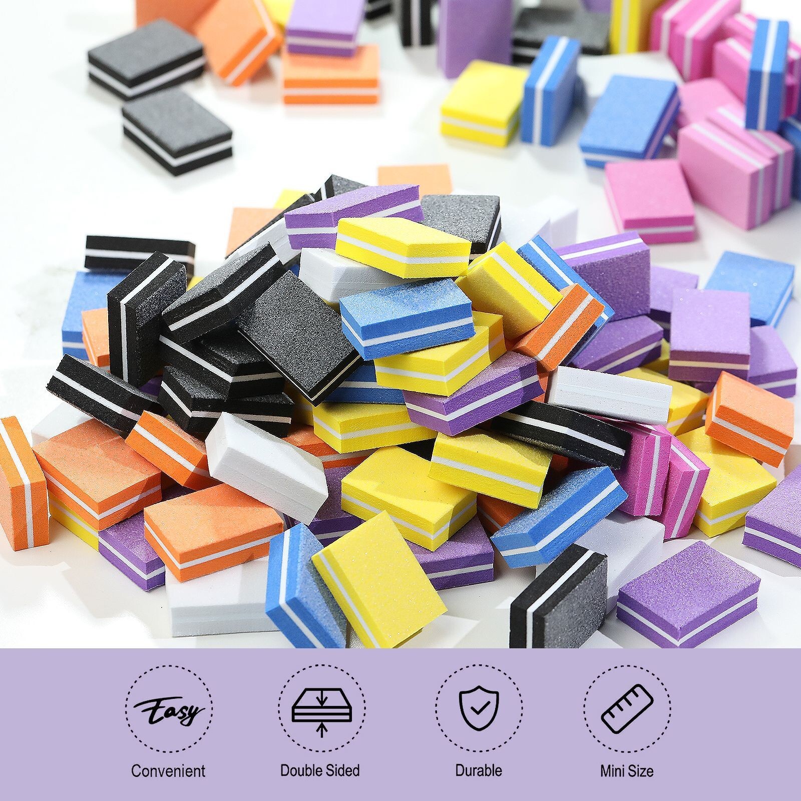50Pcs Mini Nail Buffer Blocks 180/100 Grit Durable Nail Sanding Blocks Nail Tool