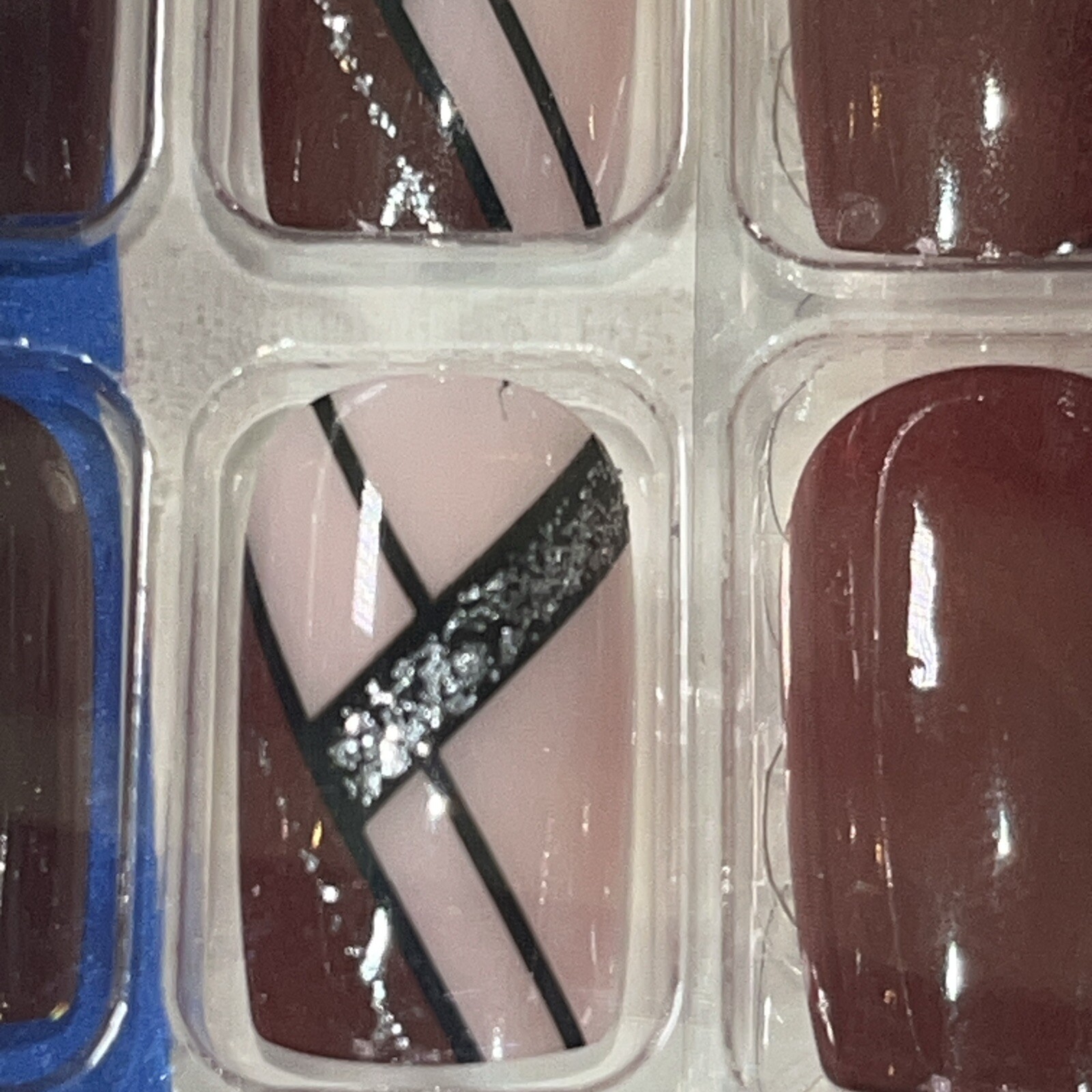 2 New Sets Of Press-On Manicure Nails, Short Rounded Gingerbread & Holiday Glam